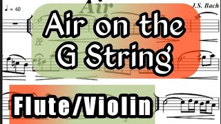 Air On The G String I Flute or Violin Sheet Music Backing Track Play Along Parti