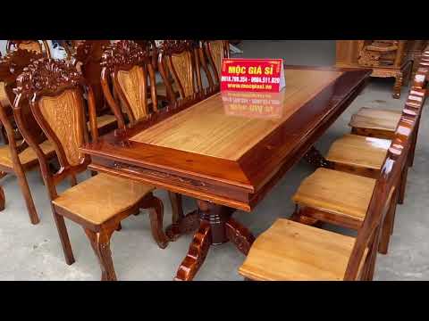 Quá đẹp / Bộ bàn ăn 8 ghế gỗ tràm mặt gõ giá chỉ 8tr700