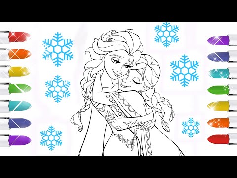 Vẽ elsa và anna tô màu cho bé - Dạy bẽ vẽ tô màu -elsa anna drawing and coloring, colouring for kids