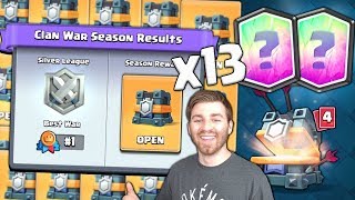 x13 NEW NEW WAR CHEST OPENING! 1st PLACE WAR CHEST OP?! | Clash Royale | NEW WAR CHEST LEGENDARIES!
