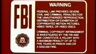 1986 Disney Dark Red FBI Warning Screens and 1982 MGM/UA Home  logo