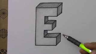 Kolay 3 Boyutlu E harfi çizimi nasıl  çizilir - How to draw easy 3D letter E dra