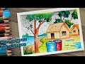 How to Draw Rainy Season Scenery Easy || Rainy Day Drawing for Kids in Color Pencil
