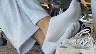 Girl Sock Shoeplay In Library