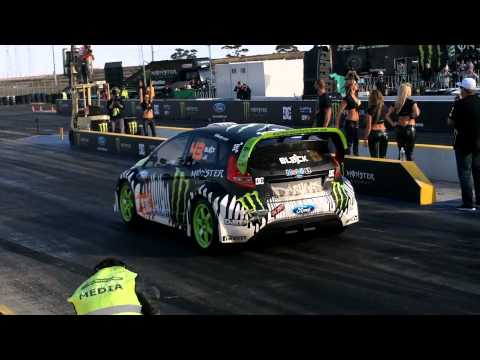 Ken Block in his Ford Fiesta vs Jamie Whincup in his Holden V8 Supercars