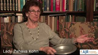 Lady Zahava Kohn with bowls from Bergen Belsen
