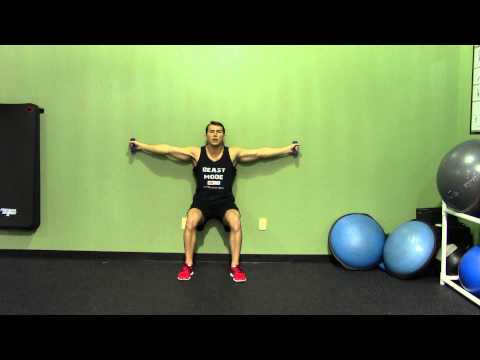 Iron Cross + Wall Sit - HASfit Squat Exercise Demonstration - Isometric Exercise - Isometric Workout Iron Cross + Wall Sit - HASfit Squat Exercise Demonstration - Isometric Exercise - Isometric Workout