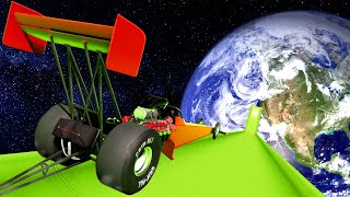 Using Giant Ramps To Jump The Fastest Cars Over Planets In Beamng Drive Mods