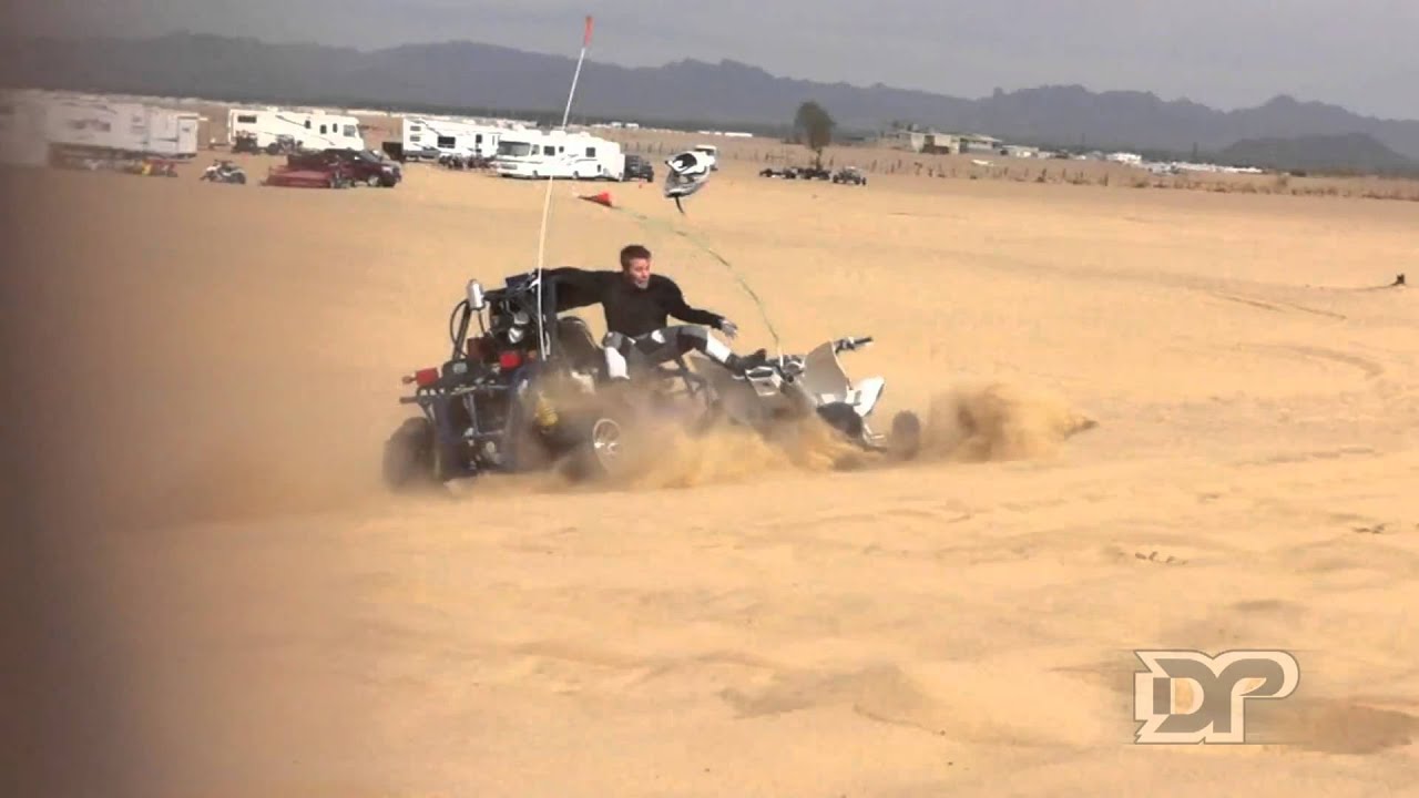 Guy Gets Hit By Sandrail On A Quad & Helmet Comes Off During The Crash