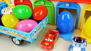 Truck car toy Surprise eggs and Cars and Robocar poli toys play Truck car toy Surprise eggs and Cars and Robocar poli toys play