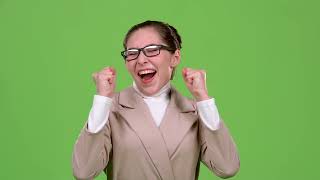 Girl Rejoices In Victory Green Screen Video Effect No Copyright Stock Video