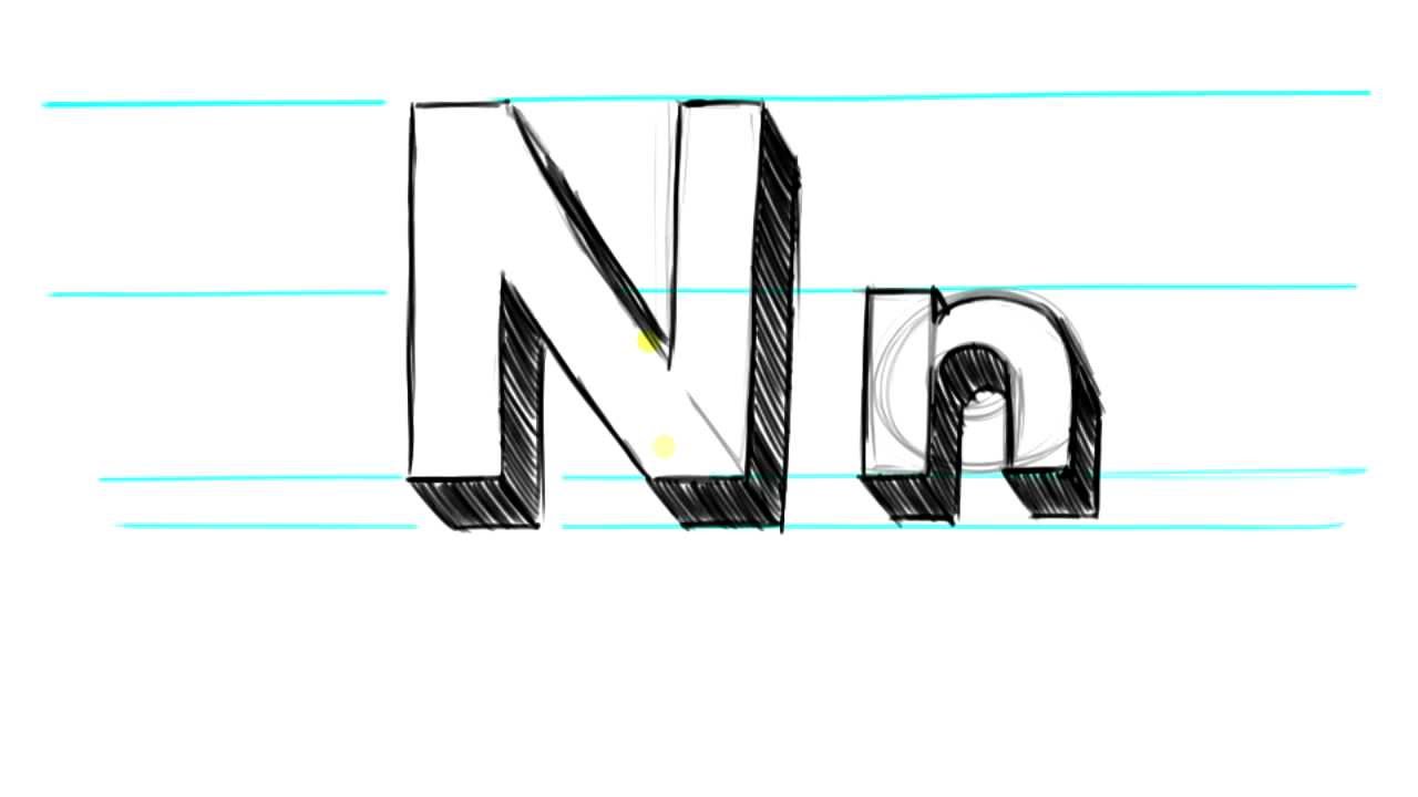 How to Draw 3D Letters N - Uppercase N and Lowercase n in 90 Seconds ...