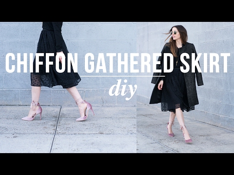 DIY 20 minute chiffon gathered skirt - YouTube