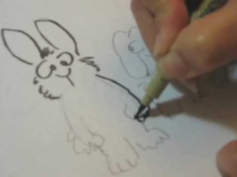 easter bunny cartoon drawing. drawing a unny in MS paint