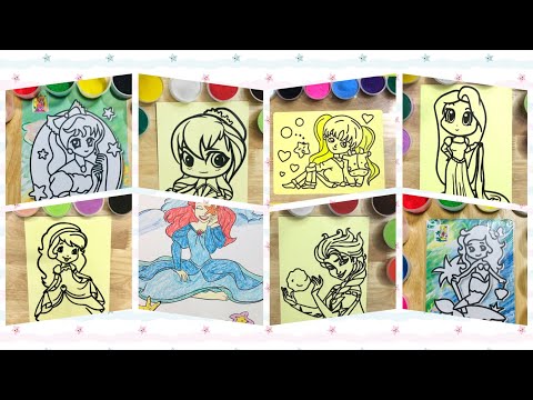 Tổng hợp clip TÔ MÀU TRANH CÁT CÁC NHÂN VẬT CÔNG CHÚA CỦA DISNEY| Disney Princess Ariel, Elsa, Anna