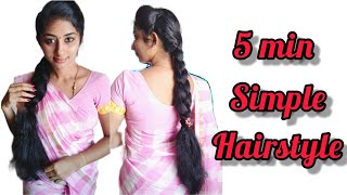 Simple Hairstyle For Saree Simple Braid For Longhair Requested Video