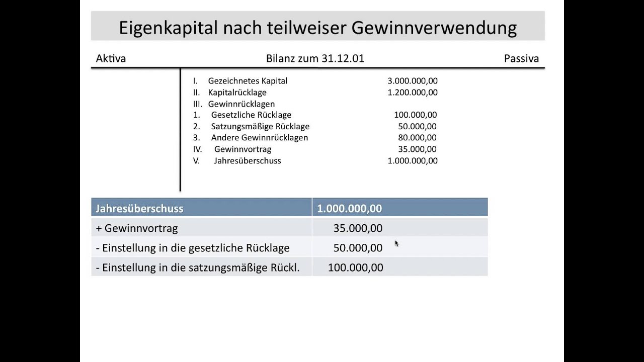 Gewinnverwendung einer AG, Gewinnrücklagen, Bilanzgewinn ...