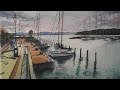 Harbour Balatonfured, Watercolour Painting