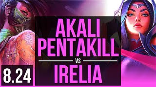 AKALI vs IRELIA (MID) | Pentakill, KDA 29/0/3, Legendary | Korea Challenger | v8.24