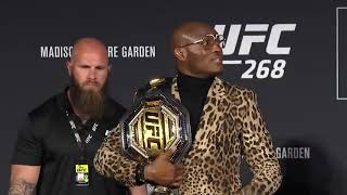 Kamaru Usman Shoves Colby Covington During Face Off
