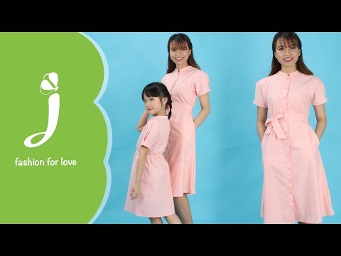 DG129 MB ĐẦM ĐÔI MẸ VÀ BÉ DÁNG SƠ MI ĐẸP