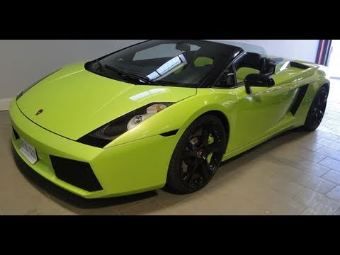 We recorded this Green Lamborghini Gallardo Spyder in a showroom