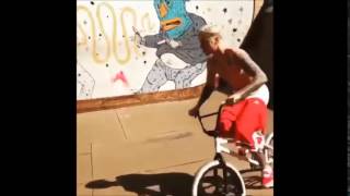 Justin Bieber Riding Cult Bmx Bike At Brooklyn Projects Mini Ramp In Los Angeles, September 24, 2015