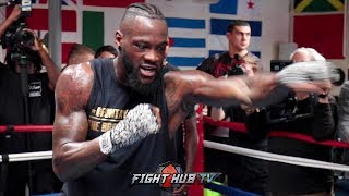 DEONTAY WILDER SHOWS OFF SURPRISINGLY FAST HANDS SHADOW BOXING AS HE PREPARES FOR TYSON FURY