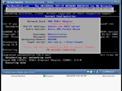 Short video showing the modified PXE boot menu to include the ability to 