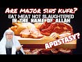 Are major sins kufr? Ate meat not slaughtered in the name of Allah, is it apostasy? Assim al hakeem
