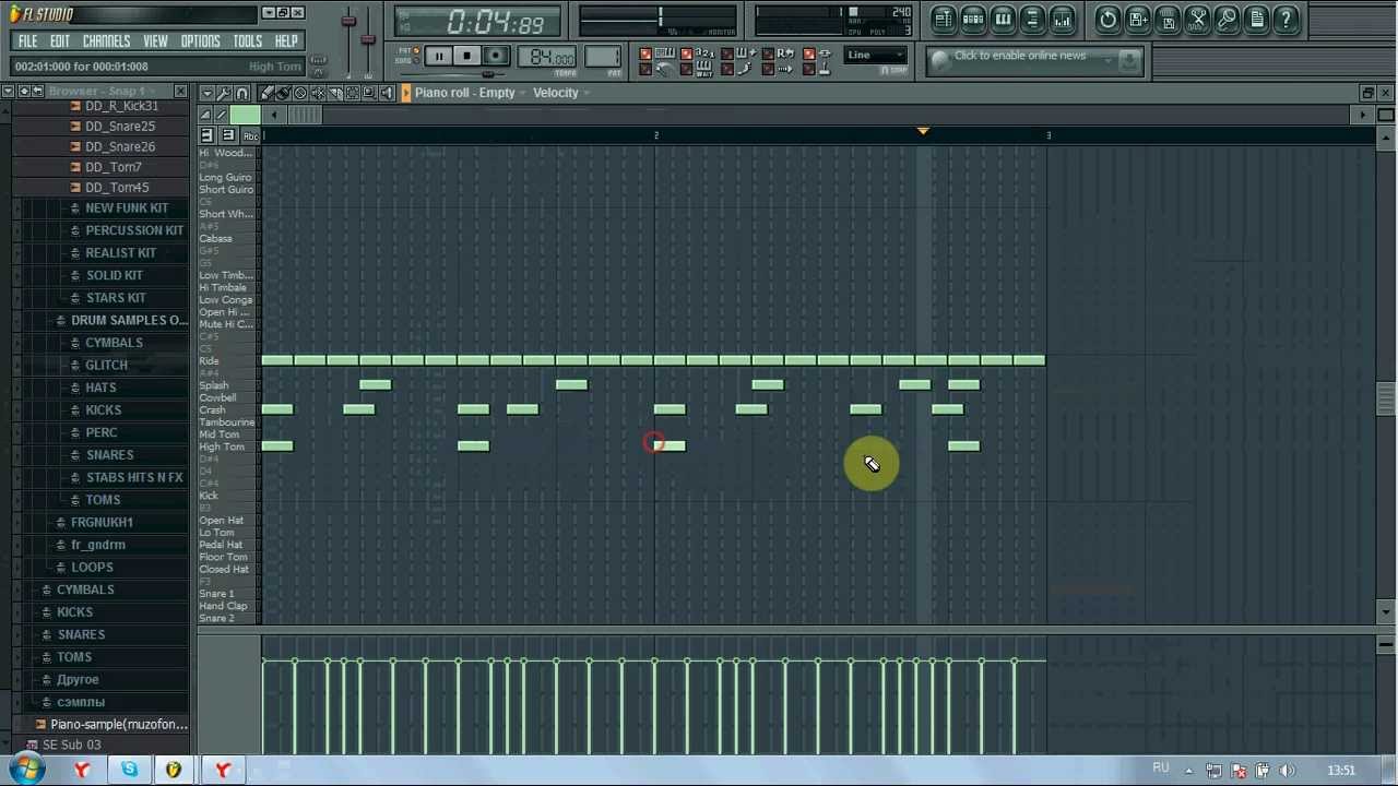 Как написать Бит в FL Studio используя FPC Snares Production - YouTube
