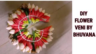 Diy How To Make Bridal Flower Veni In 5 Mins Using Fresh Flowershome Made Flower Veni Easy To Make