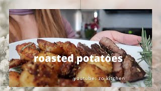 Zo kitchen #Cooking roasted potatoes and beef 🥩 🥔 🌻