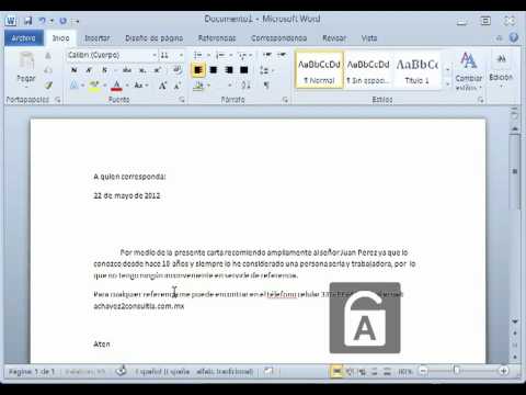 machote de carta de recomendacion personal en word