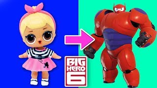 GRANDES HÉROES: Hiro, Baymax, Fred y Honey Lemon con Muñecas LOL! - Transformaciones Fantásticas