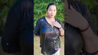 Desi Chubby Aunty No Bra Wet With Rain