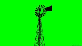 Windmill Silhouette On Green Screen - Free Use