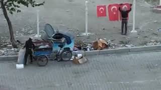 Kağıt Toplayıcı Çocuklar, Yerdeki Türk Bayrakları Alıp Tel Örgülere Astı.