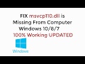 FIX msvcp110.dll is Missing From Your Computer Windows 10, 7, 8, 8.1 100% Working
