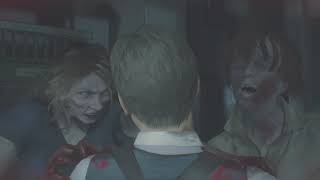 Resident Evil 2 Remake Gameplay - Leons Double Zombies Death Noir Outfit