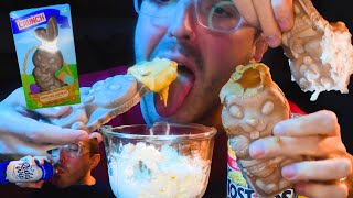 Giant Crunchy Chocolate Easter Bunny Cheese Sauce Whipped Cream Peanut Er Honey Asmr