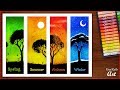 How to draw four seasons drawing with oil pastels ( very easy ) step by step