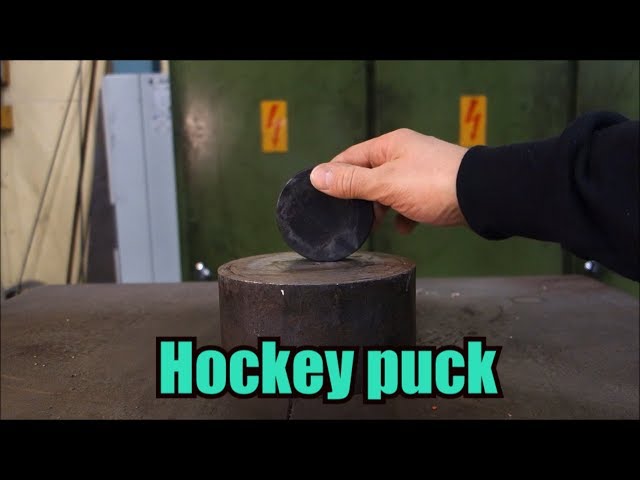 Crushing Hockey Puck With A Hydraulic Press - Video