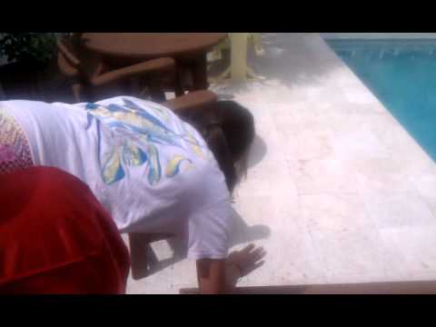 Jeni getting thrown in the pool ! Hahahaha