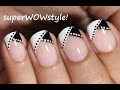 Black and White Nail Art in French Tip manicure - French Mani Nail Designs