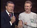 Title:Chick Hearn with Larry Bird Description:Chick conducts his annual interview with Larry Bird when the Lakers make the trip up to play the Celtics.  This one was during the 1987-88 season.