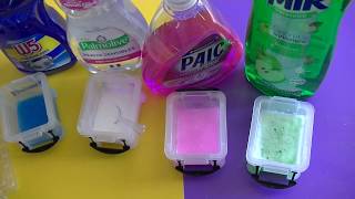 test de marques de liquide vaisselle pour faire du slime sans colle et sans borax