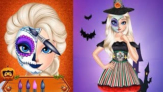Elsa Halloween Face Makeup - Halloween Painting and Tattoo - Funny Halloween Game Video