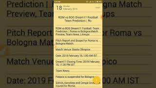 ROM vs BOG Dream11 Football Team Prediction | Roma vs Bologna Match Preview, Team News, Lineups