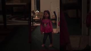 Little Girl Dances To Singing In The Shower